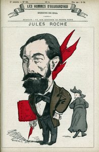 Porträt von Jules Roche (1841-1923), französischer Politiker, er war Abgeordneter und Minister für Handel und Industrie von 1890 bis 1892. Karikatur von Gill, Paris. von Andre Gill