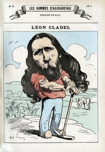 Porträt von Leon Cladel (1835-1892), französischer Schriftsteller. Karikatur von Gill, Paris von Andre Gill