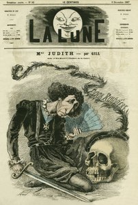Porträt von Madame Judith (1827-?), französische Schauspielerin. Karikatur von Gill, in „La Lune“, 8. Dezember