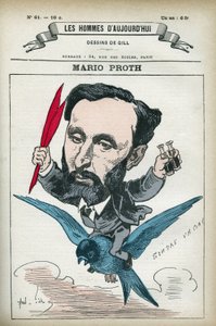 Porträt von Mario Proth (1832-1891), französischer Schriftsteller, Literaturkritiker und Publizist. Karikatur von Gill, Paris