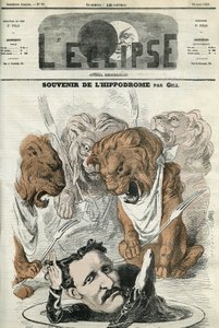 Erinnerung an die Rennbahn, der Dompteur Lucas wurde von seinen Löwen heraufbeschworen. Titelblatt in „L