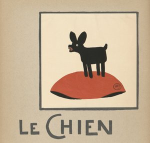 Le Chien, Kinderillustration eines schwarzen Hundes von Andre Helle