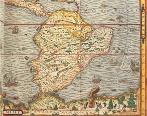 Karte von Südamerika aus Cosmographie von Andre Thevet