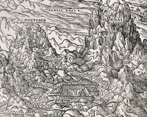 Gebirgsregion des Sinai, Stich von Andre Thevet, Paris, Frankreich
