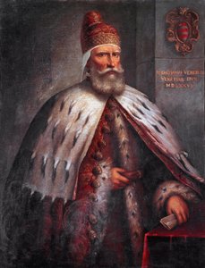 Porträt von Doge Sebastiano Venier (1496-1578), Condottiere. Er führte die venezianische Flotte mit Francesco Duodo während der Schlacht von Lepanto 1571. Gemälde von Andrea de
