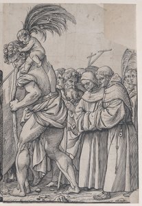 Sektion H: Heiliger Christophorus trägt das Christuskind, aus Der Triumph Christi von Andrea Andreani