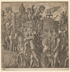 Der Triumph von Julius Caesar: Kolossale Statuen und Belagerungsgeräte