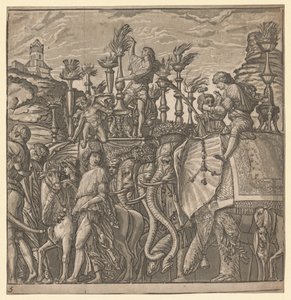 Der Triumph von Julius Caesar: Elefanten tragen Fackeln