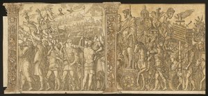 Der Triumph von Julius Caesar [Nr. 1 und 2 plus 2 Säulen], 1599 von Andrea Andreani