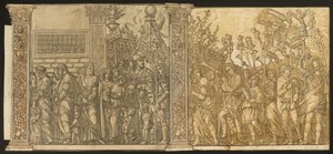 Der Triumph von Julius Caesar [Nr. 7 und 8 plus 2 Säulen] von Andrea Andreani after Andrea Mantegna