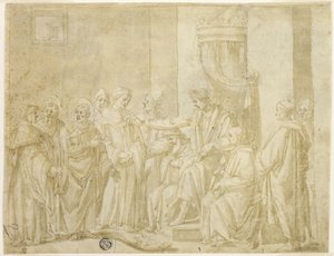 Die Apostel Petrus und Paulus streiten mit Simon Magus vor Nero (recto); Fünf Szenen aus der Geschichte von Moses (verso)