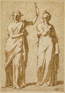 Zwei stehende weibliche Figuren (Studien nach klassischer Statuarie) von Andrea Boscoli