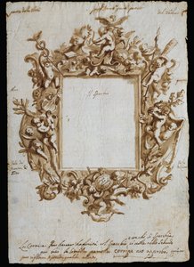 Orthogonale Zeichnung für allegorischen Rahmen, ca. 1700, von Andrea Brustolon von Andrea Brustolon