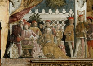 Hof der Gonzaga Fresko in der Camera degli Sposi im Palazzo Ducale in Mantua, 1474 von Andrea Mantegna