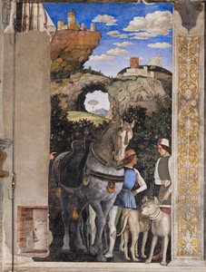 Herzogspalast: Südwestwand der Brautkammer oder Camera Picta, ein Raum im Nordostturm des Schlosses San Giorgio in Mantua, berühmt für den Freskenzyklus von Andrea Mantegna