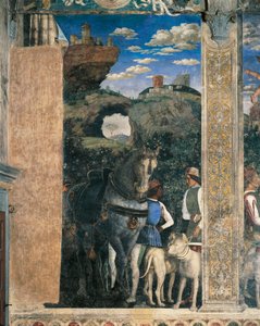 Pferd, Mastiffs und Diener von Graf Ludovico Gonzaga (Detail)