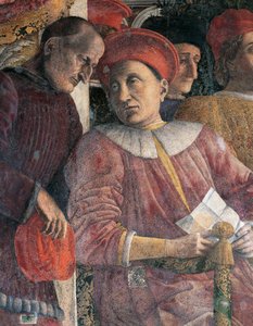 Ludovico Gonzaga und Berater Marsilio Andreasi (Detail) von Andrea Mantegna