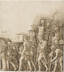 Triumph des Cäsar: Soldaten tragen Trophäen