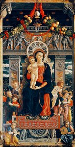 Thronende Jungfrau Maria (Detail) von Andrea Mantegna