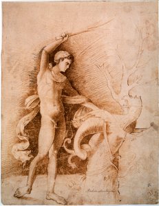 Junger Mann kämpft gegen den Drachen, spätes 15. Jahrhundert von Andrea Mantegna