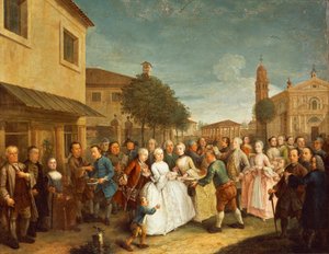 Eine Party in der Villa Widmann, ca. 1750 von Andrea Pasto