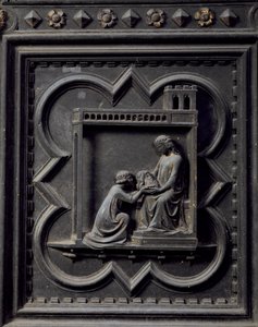 Salome bringt das Haupt Johannes des Täufers zu ihrer Mutter Herodias, Frau von Herodes, achtzehntes Panel der Südlichen Türen des Baptisteriums von San Giovanni, 1336