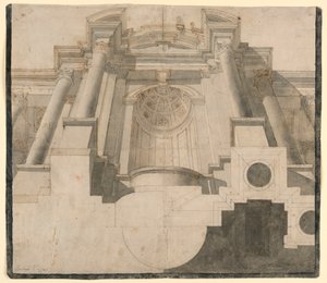 Architektur von unten gesehen, Entwurf für Platte 55 in Andrea Pozzos "Perspectiva pictorum et architectorum"