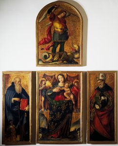 Polyptychon mit Madonna und Heiligen, von Andrea Sabatini da Salerno