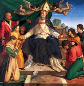 Der heilige Nikolaus von Bari auf dem Thron von Andrea Sabatini von Andrea Sabatini