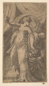 Judith mit erhobenem Schwert und dem Kopf von Holofernes