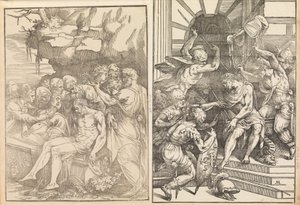 Beweinung Christi, Christus wird von Soldaten angegriffen, ca. 1556-57