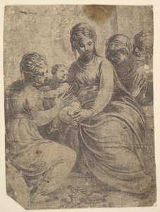 Die Jungfrau und das Kind begleitet von Heiligen, ca. 1550 von Andrea Schiavone