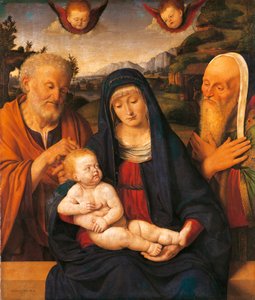 Madonna und Kind mit den Heiligen Joseph und Simeon von Andrea Solario von Andrea Solario