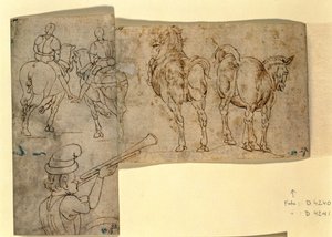 Inv Nr.38 recto Skizze von Pferden, ca. 1460-70 von Andrea Verrocchio