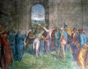 Heilung der besessenen Frau, von Andrea del Sarto