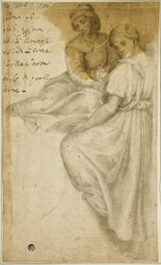 Heilige Anna und stehende Frau mit Tablett von Andrea del Sarto