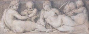 Szene mit Figuren im klassischen Stil von Andrea del Sarto