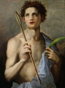 St. Sebastian hält zwei Pfeile und die Märtyrerpalme