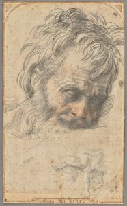 Studie für den Kopf des Heiligen Joseph (recto); Zwei Studien von Beinen (verso)