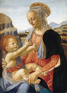 ""Madonna mit Kind"" Gemälde auf Holz von Andrea del Verrocchio (1437-1488) 1466-1470 Maße 67,3 x 49,4 cm Gemäldegalerie, Staatliche Museen, Berlin