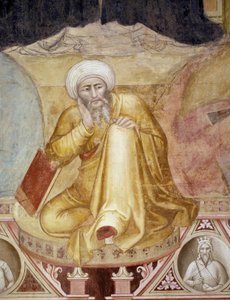 Triumph des Heiligen Thomas von Aquin, (Detail) der Figur unter dem Thron, aus der Spanischen Kapelle, ca. 1365 (Fresko)