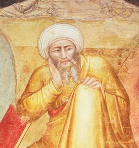Triumph des heiligen Thomas von Aquin, Detail der Figur unter dem Thron, aus der Spanischen Kapelle, c.1365