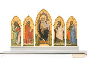 Madonna und Kind auf dem Thron mit Heiligen von Andrea di Cione Orcagna