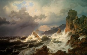 Ein Seesturm an der norwegischen Küste von Andreas Achenbach