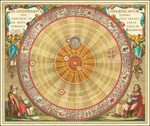 1660 Kopernikanische astronomische Karte in Form konzentrischer Kreise von Andreas Cellarius