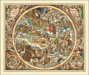 1660 Himmelskarte der Sternbilder nach christlicher Symbolik von Andreas Cellarius