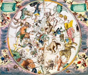 Himmelsplanisphäre mit den Tierkreiszeichen, 1660-1661