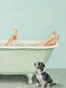 Badezeit Champagner Hund