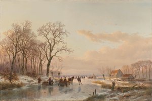 Ein gefrorener Kanal nahe dem Fluss Maas von Andreas Schelfhout