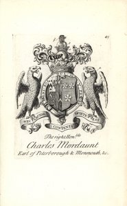 Wappen und Kamm des hochgeehrten Charles Mordaunt, 3. Earl of Peterborough und 1. Earl of Monmouth von Andrew Johnston